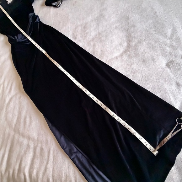 Club L London Dress Womens 8 Navy Velvet Maxi Long Sleeve Corset Knot Formal NWT - Picture 8 of 15